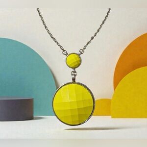 William sliver Yellow Geometric Pendant Necklace